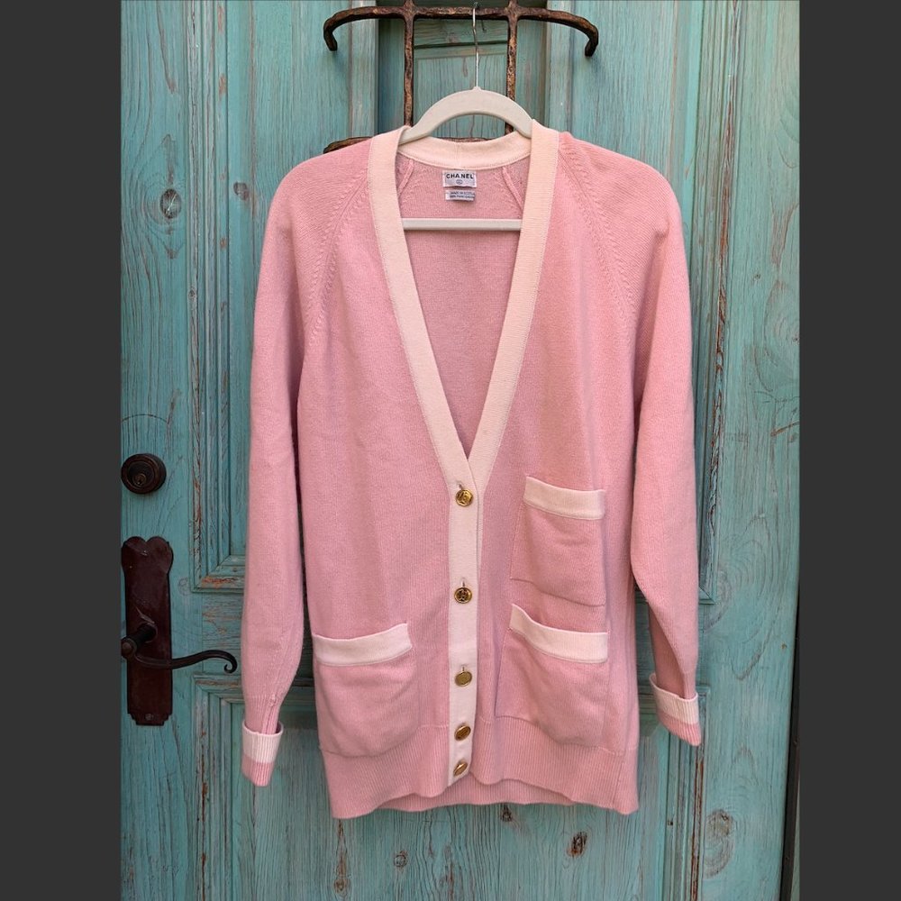 COPY - Chanel Vintage Long Pink Cardigan w/ Buttons